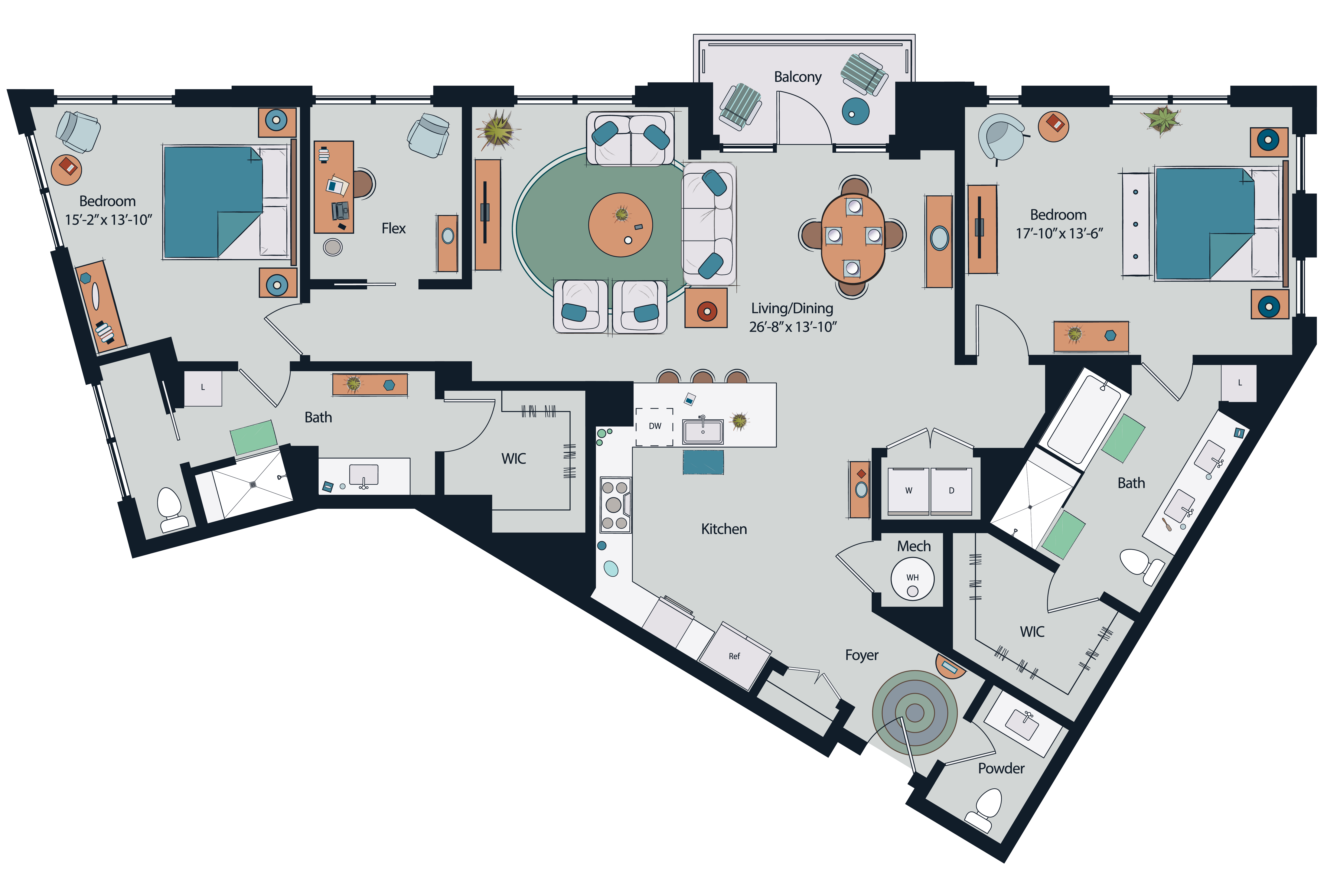 Floor plan layout diagram for PH1